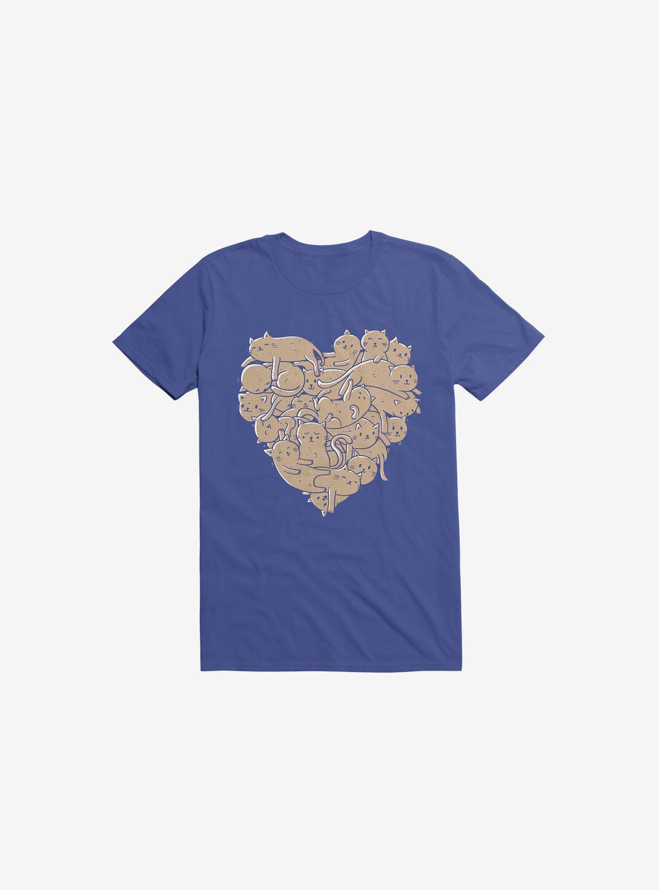 I Love Cats Heart Royal Blue T-Shirt