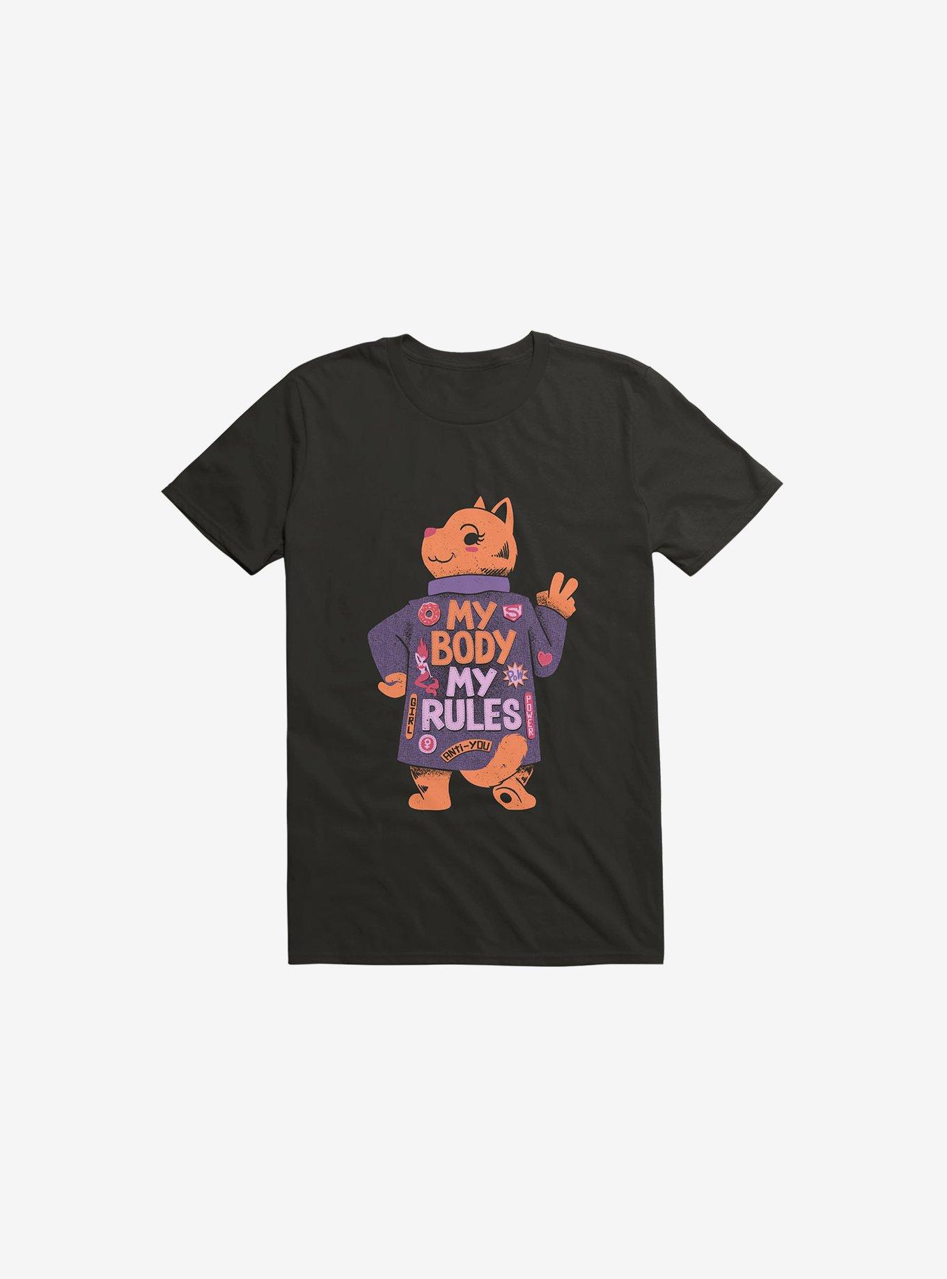 My Body My Rules Cat Black T-Shirt, , hi-res