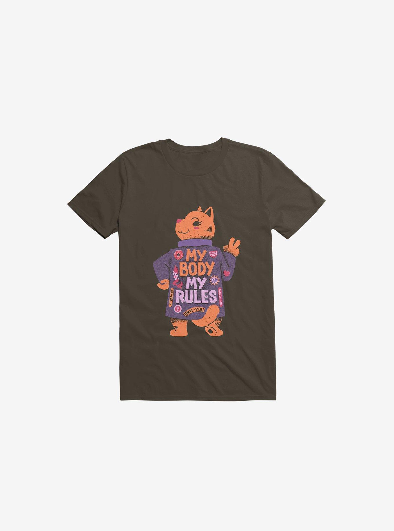 My Body My Rules Cat Brown T-Shirt, , hi-res