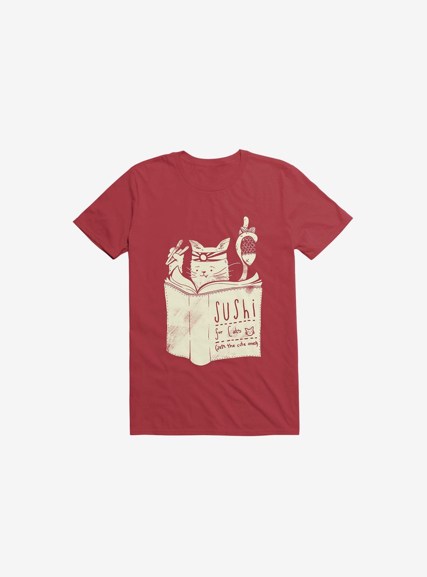 Sushi For Cats T-Shirt, RED, hi-res