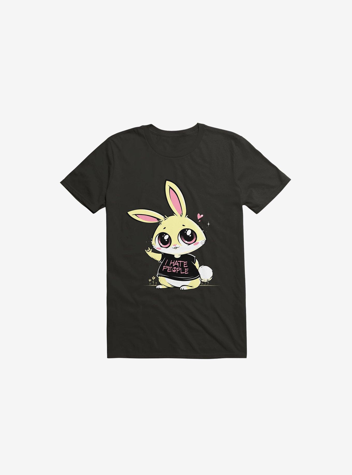 I Hate People Bunny Black T-Shirt, BLACK, hi-res