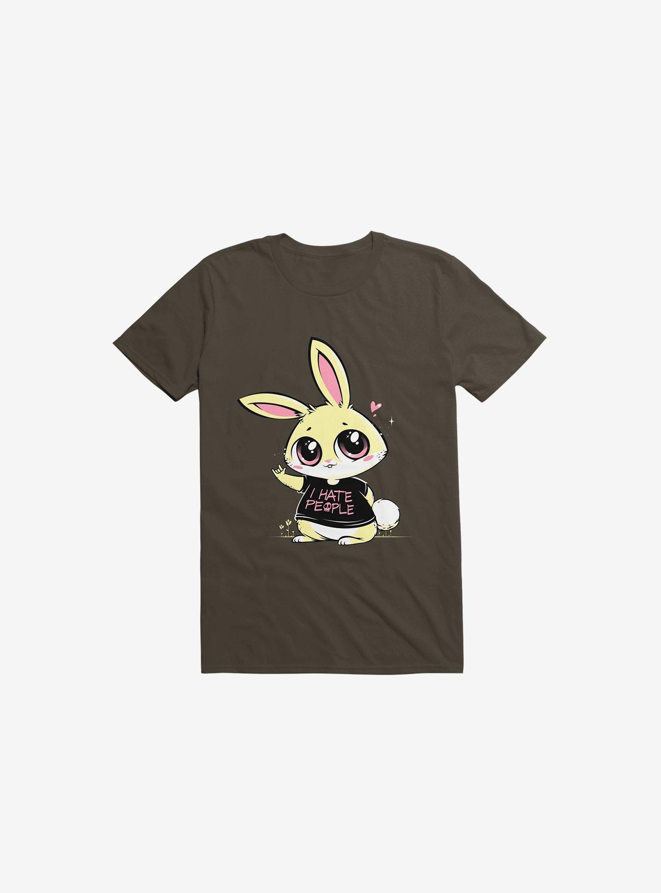 I Hate People Bunny Brown T-Shirt, BROWN, hi-res