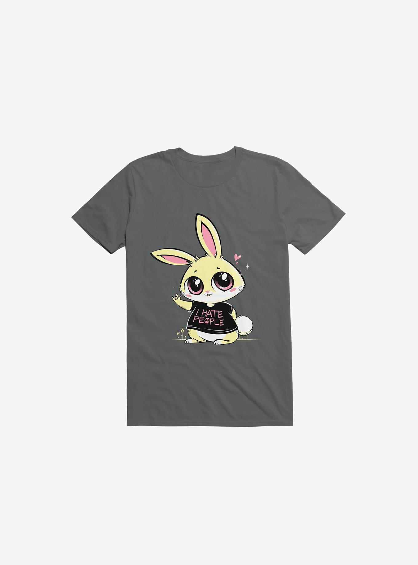 I Hate People Bunny Charcoal Grey T-Shirt, CHARCOAL, hi-res