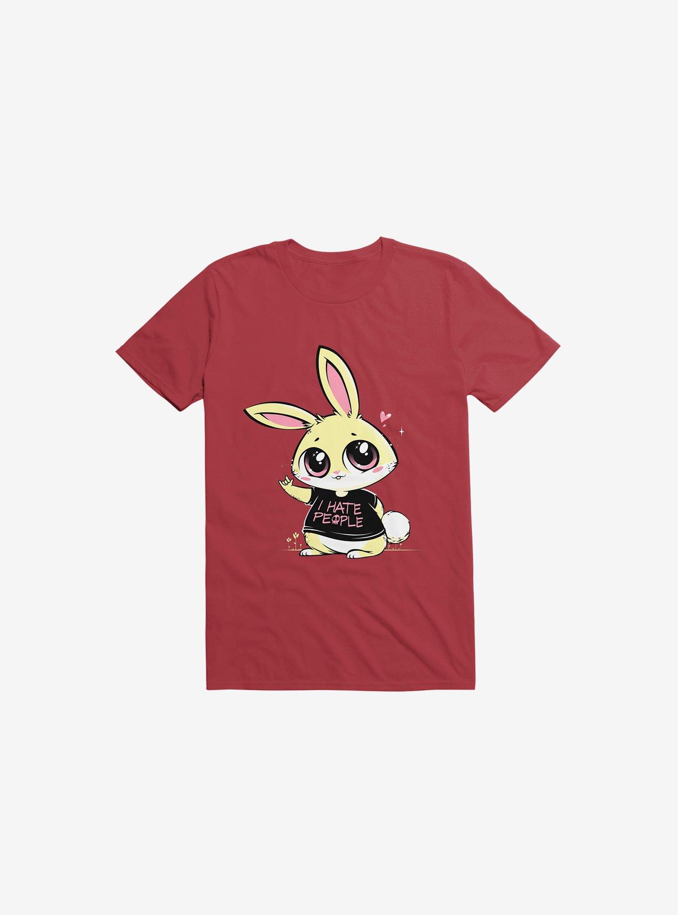 I Hate People Bunny Red T-Shirt, RED, hi-res