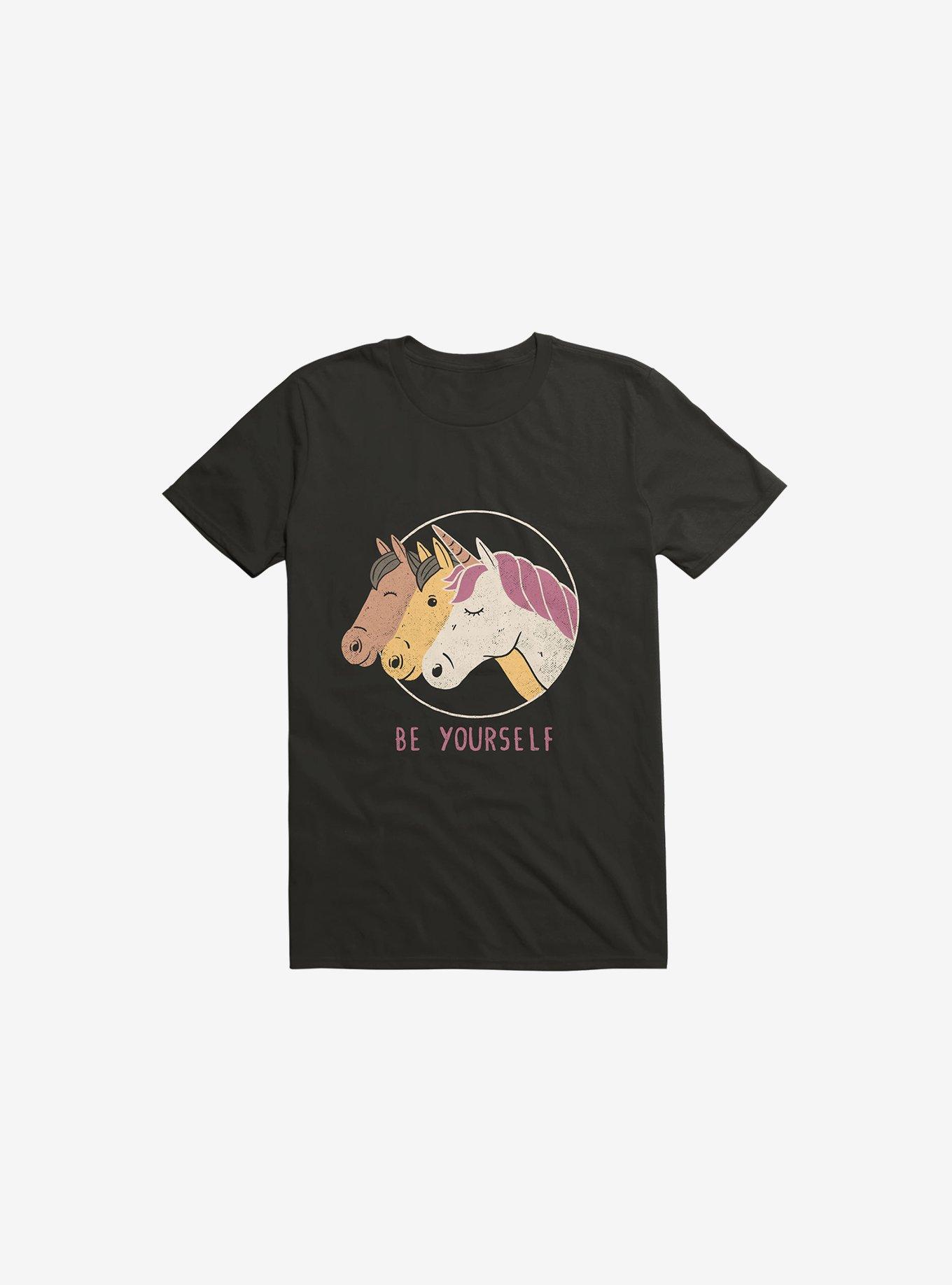 Be Yourself Unicorn Black T-Shirt, , hi-res