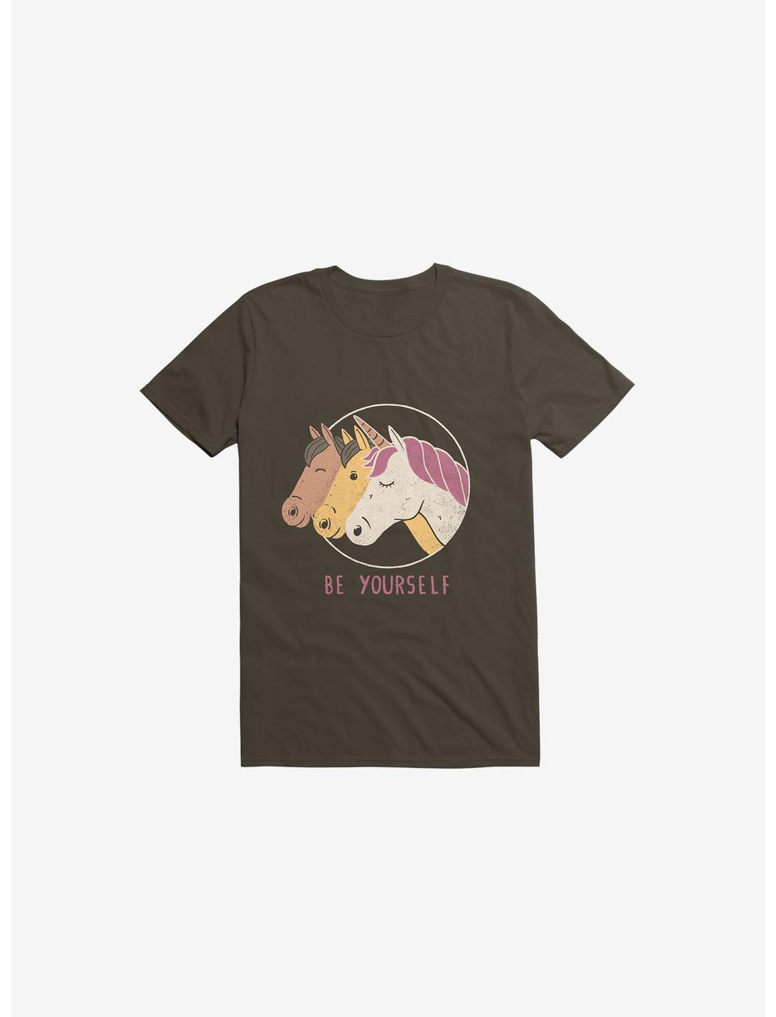 Be Yourself Unicorn Brown T-Shirt, BROWN, hi-res