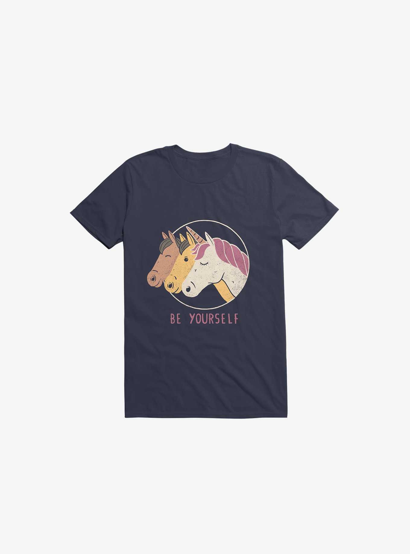 Be Yourself Unicorn Navy Blue T-Shirt, , hi-res