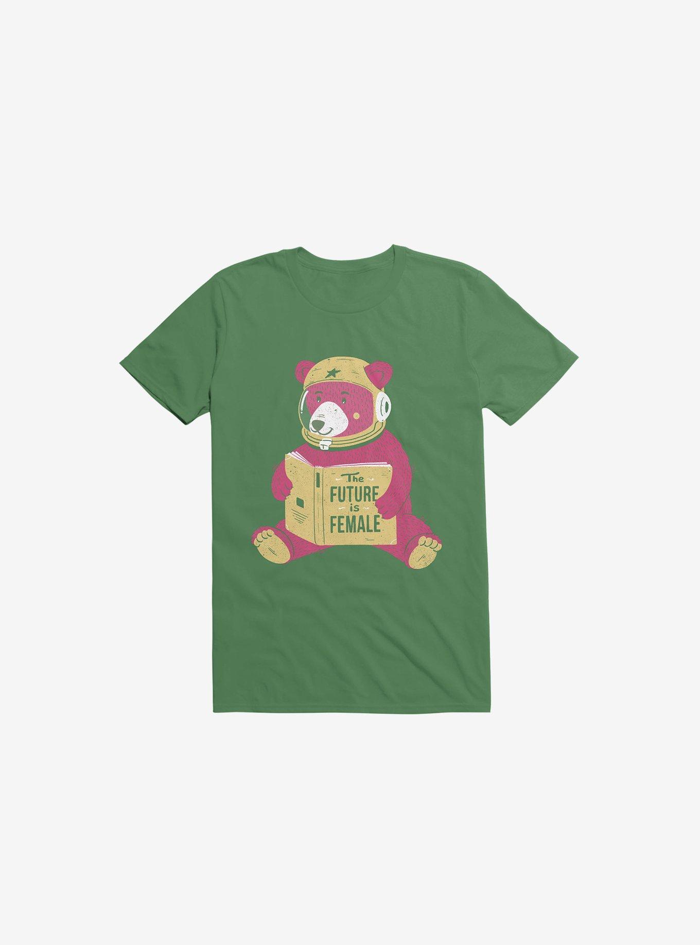 The Future Is Female Bear Astronaut Kelly Green T-Shirt, , hi-res