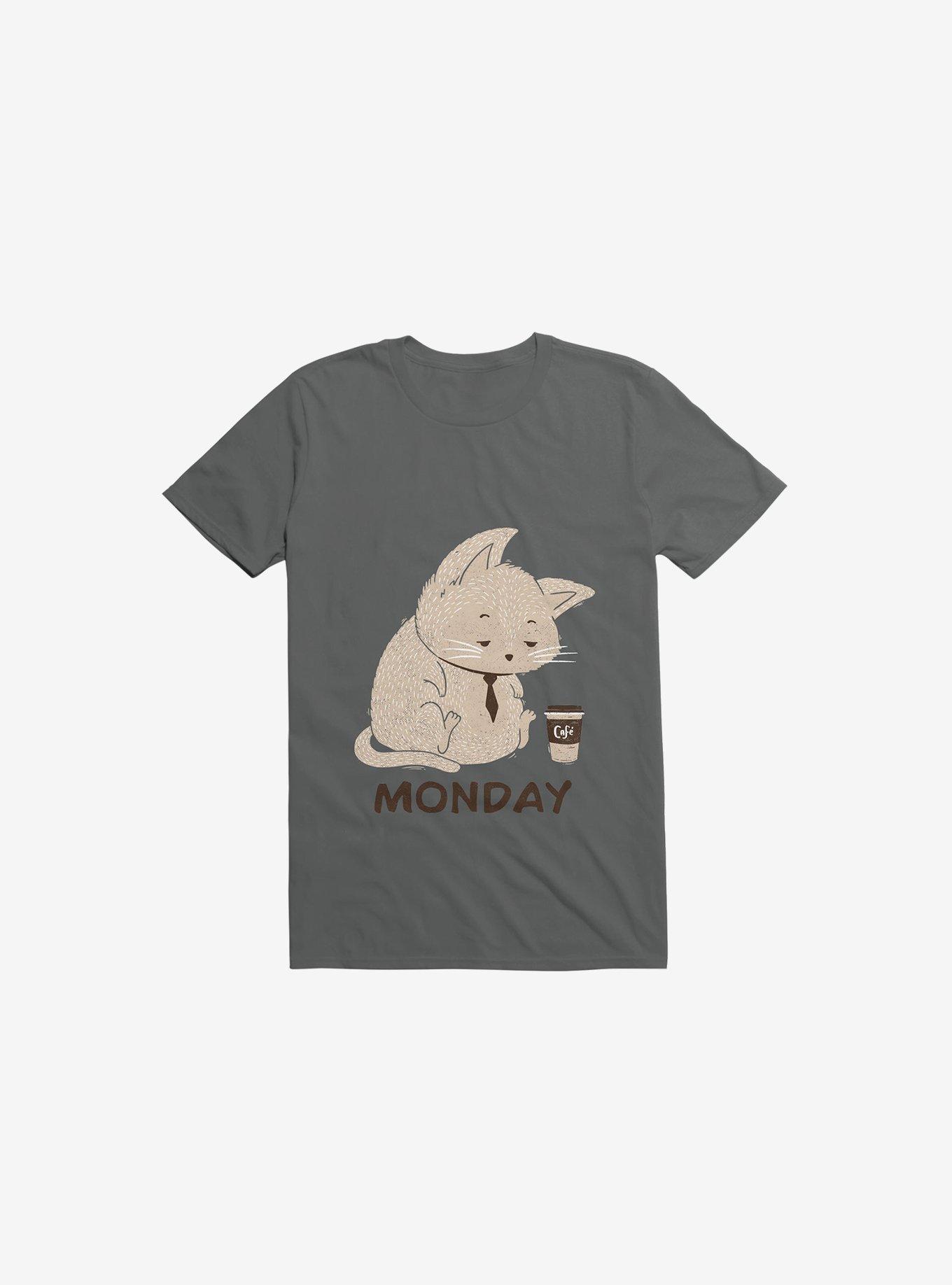 Monday Cat Charcoal Grey T-Shirt