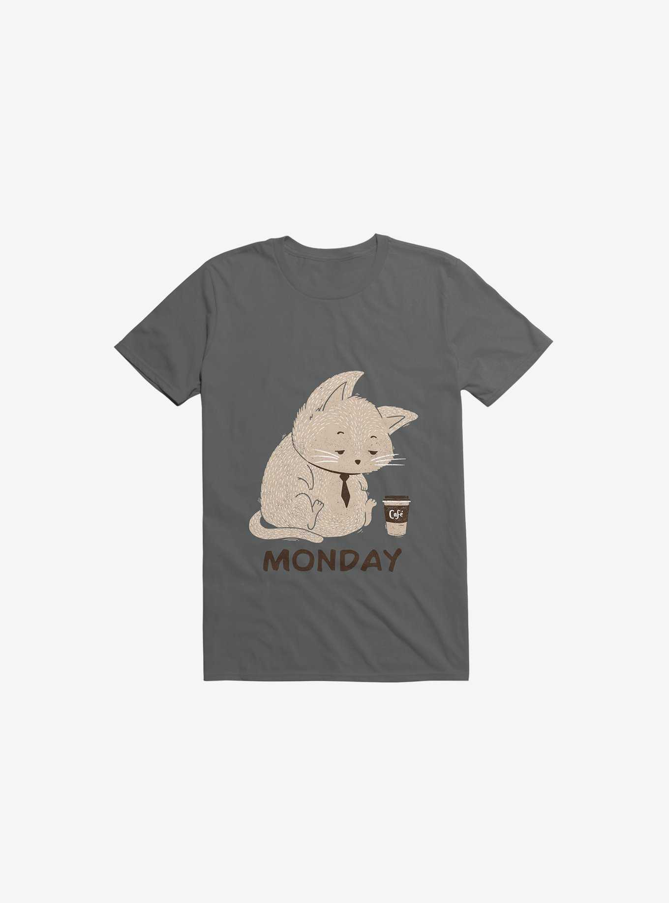 Monday Cat Charcoal Grey T-Shirt, , hi-res