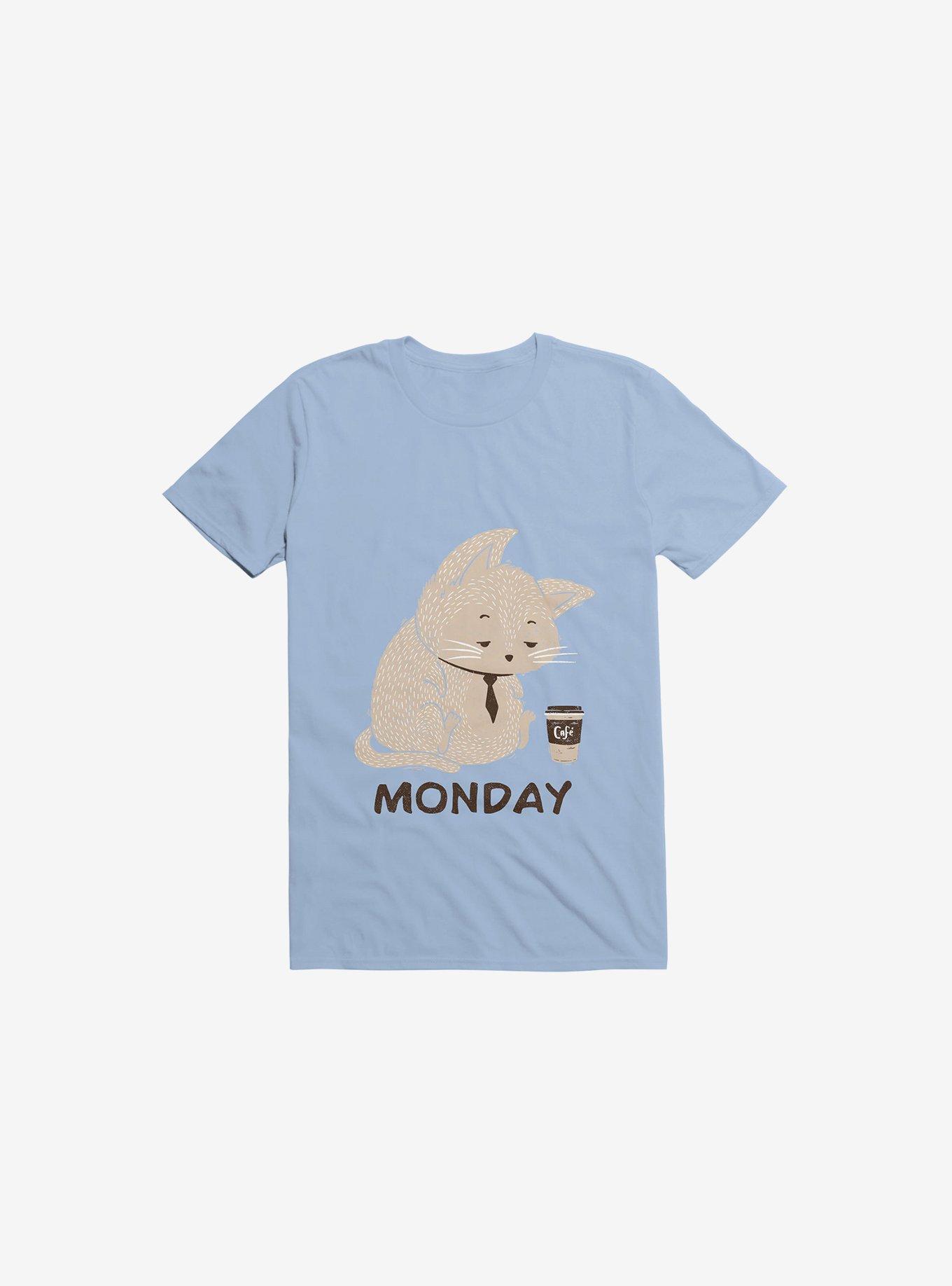 THRDLESS Monday Cat Light Blue T-Shirt