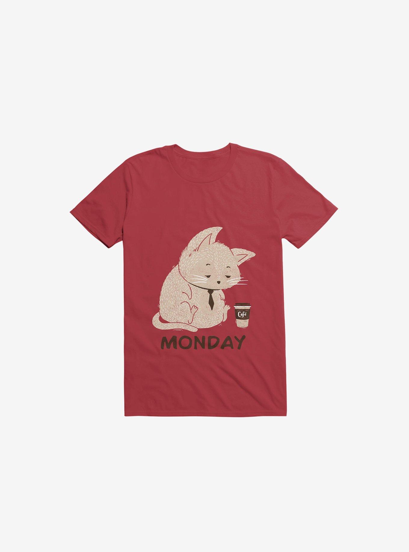 THRDLESS Monday Cat Red T-Shirt