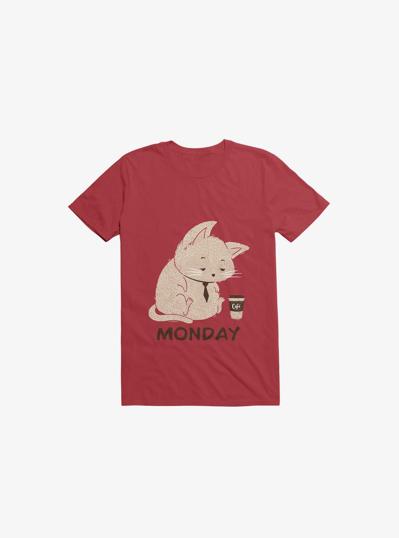 Monday Cat Red T-Shirt, , hi-res