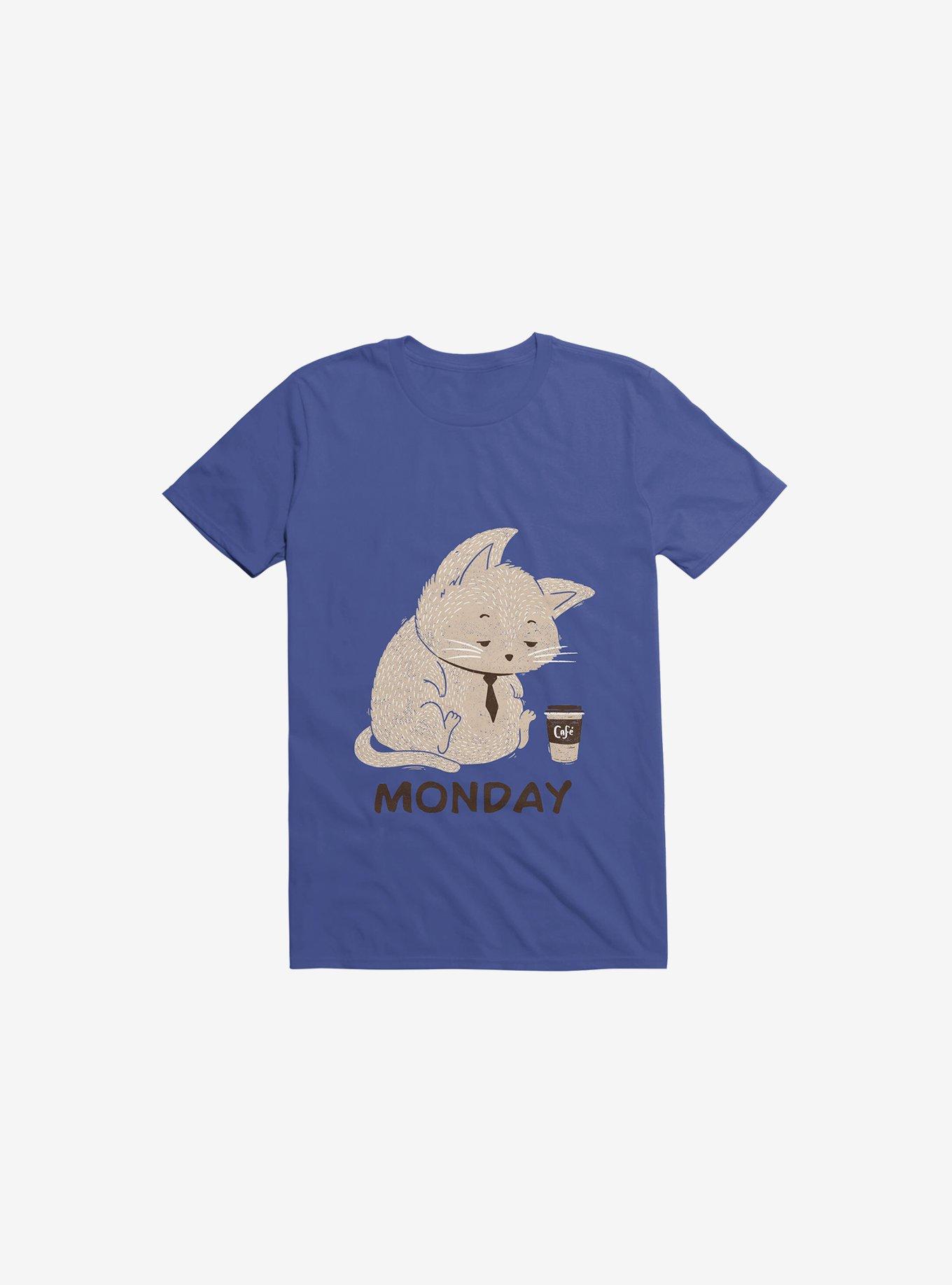 Monday Cat Royal Blue T-Shirt, ROYAL, hi-res