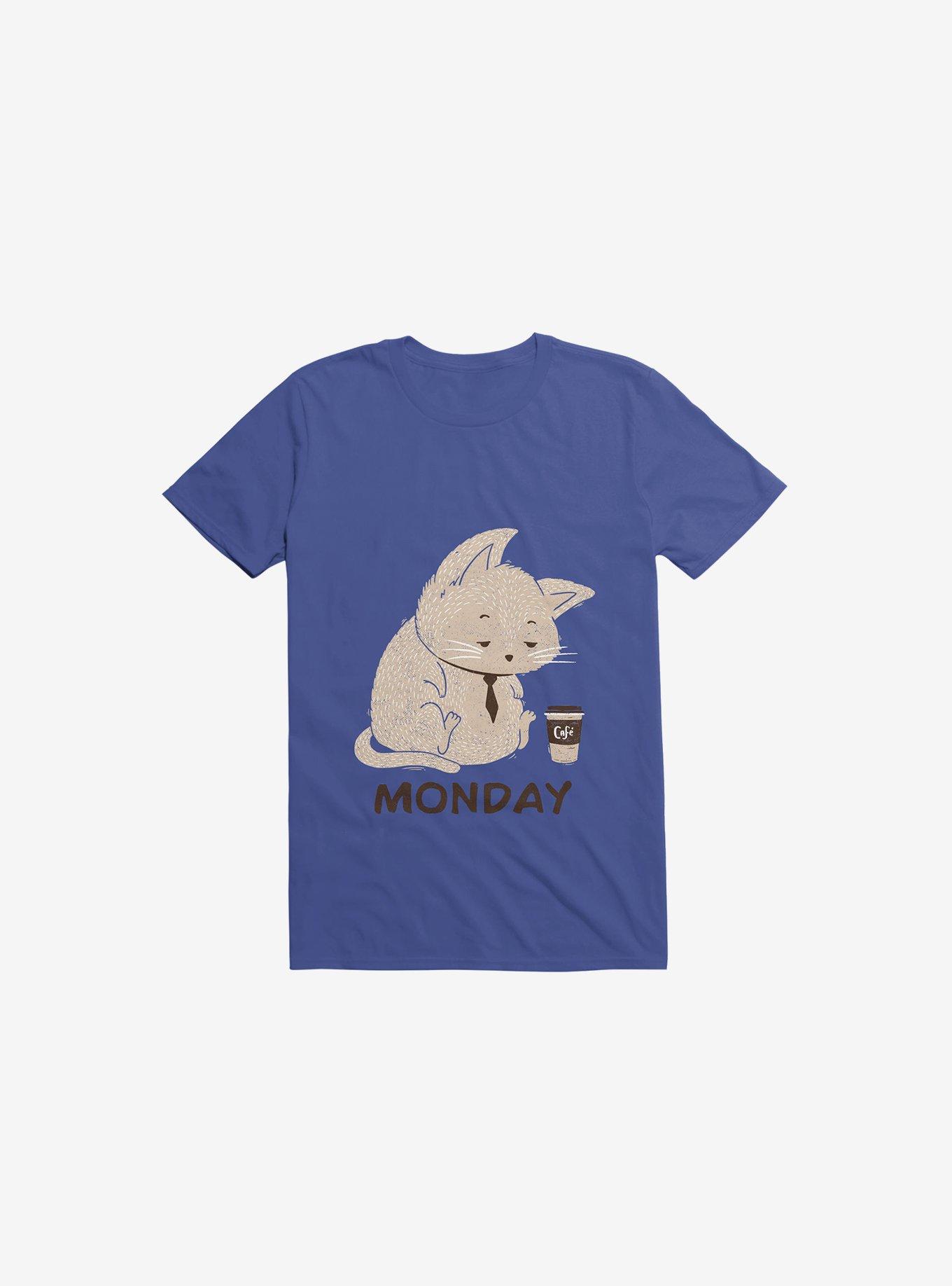 Monday Cat Royal Blue T-Shirt, , hi-res