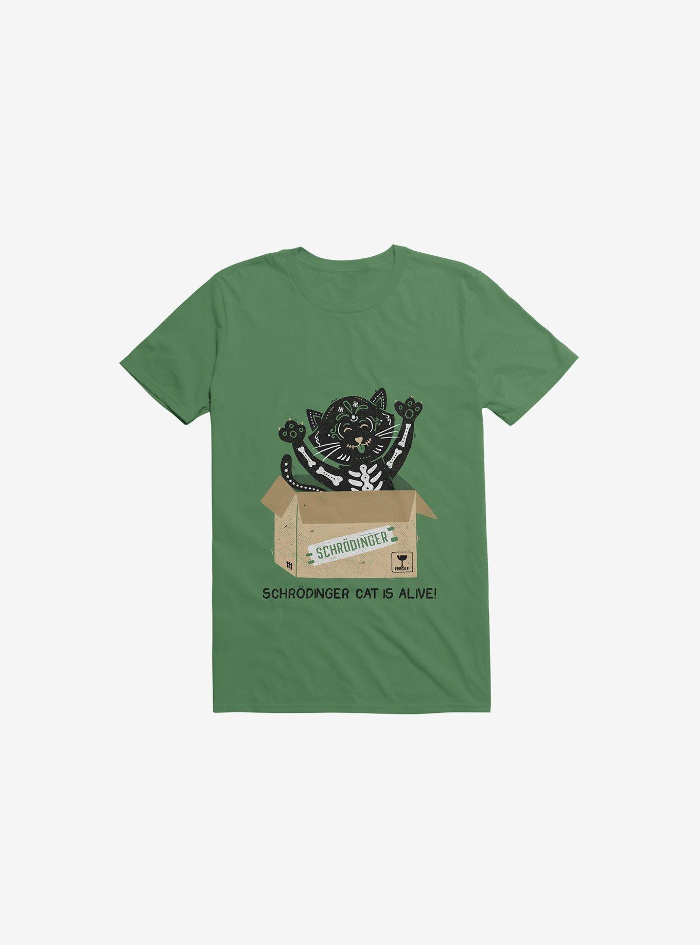 Am I Alive Schr_dinger Cat T-Shirt, KELLY GREEN, hi-res
