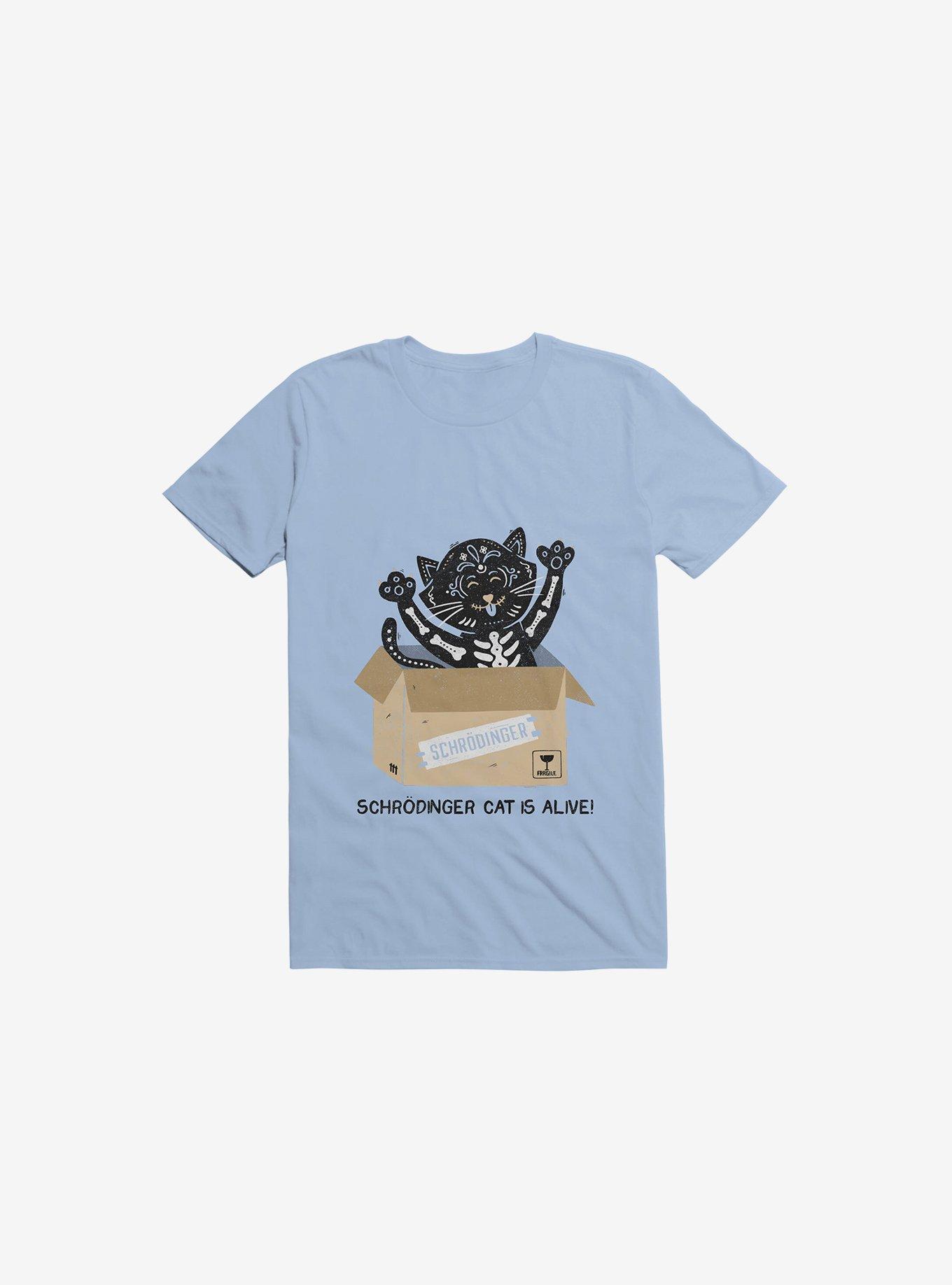 Am I Alive Schr_dinger Cat T-Shirt, LIGHT BLUE, hi-res