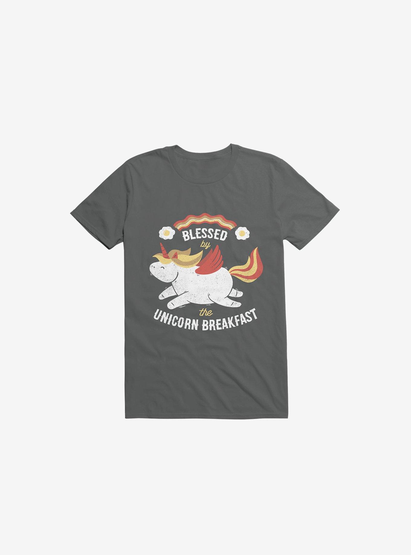 Unicorn Bacon Breakfast Charcoal Grey T-Shirt, CHARCOAL, hi-res