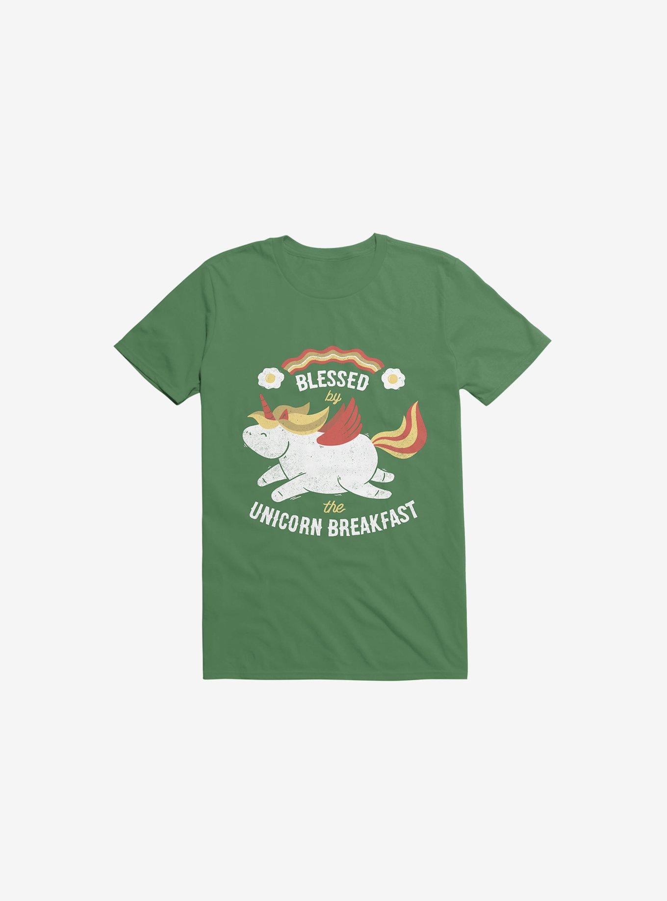 Unicorn Bacon Breakfast Kelly Green T-Shirt, , hi-res