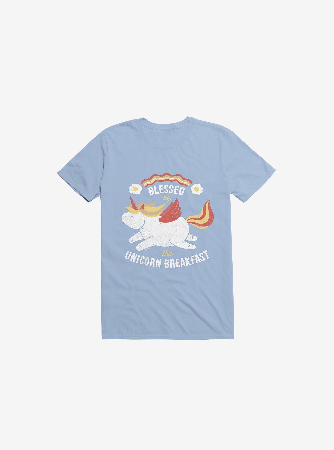 Unicorn Bacon Breakfast Light Blue T-Shirt, LIGHT BLUE, hi-res