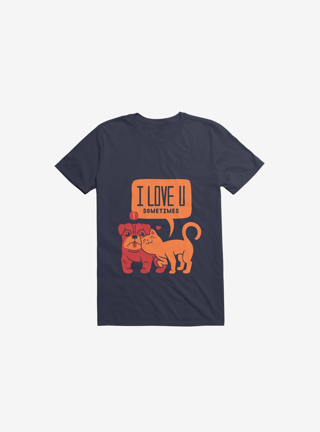 I Love You Sometimes Dog & Cat Navy Blue T-Shirt, , hi-res