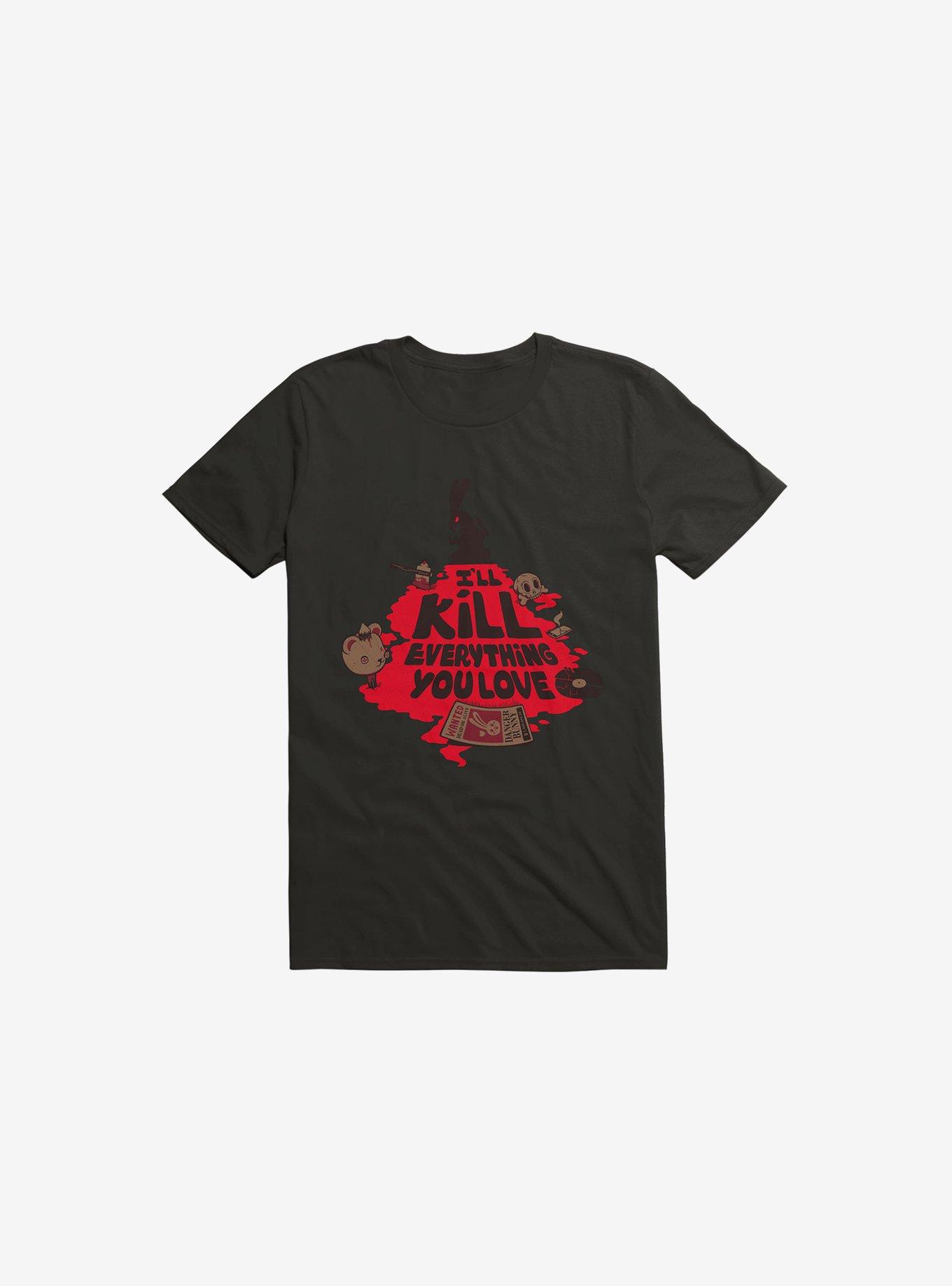 I'll Kill Everything You Love Bunny Black T-Shirt, BLACK, hi-res
