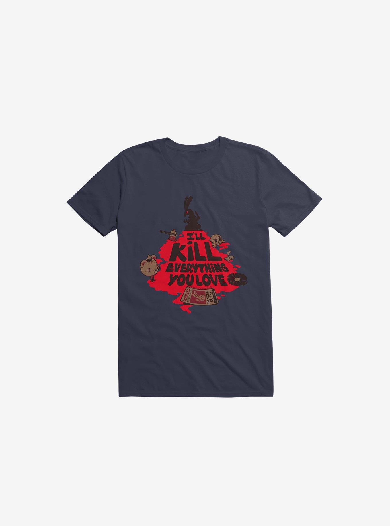 I'll Kill Everything You Love Bunny Navy Blue T-Shirt, NAVY, hi-res