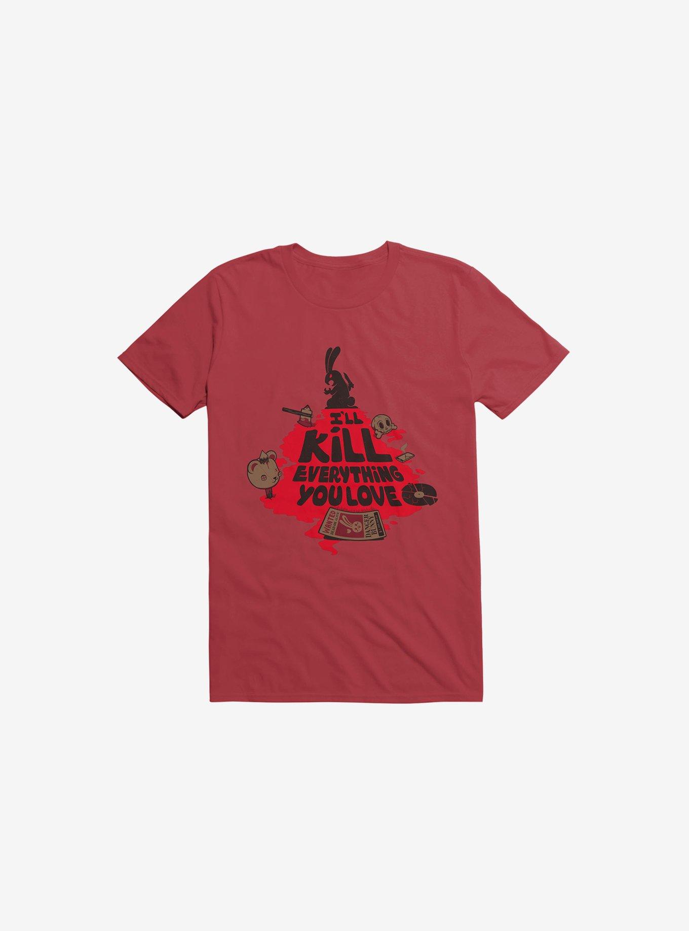 I'll Kill Everything You Love Bunny Red T-Shirt, RED, hi-res