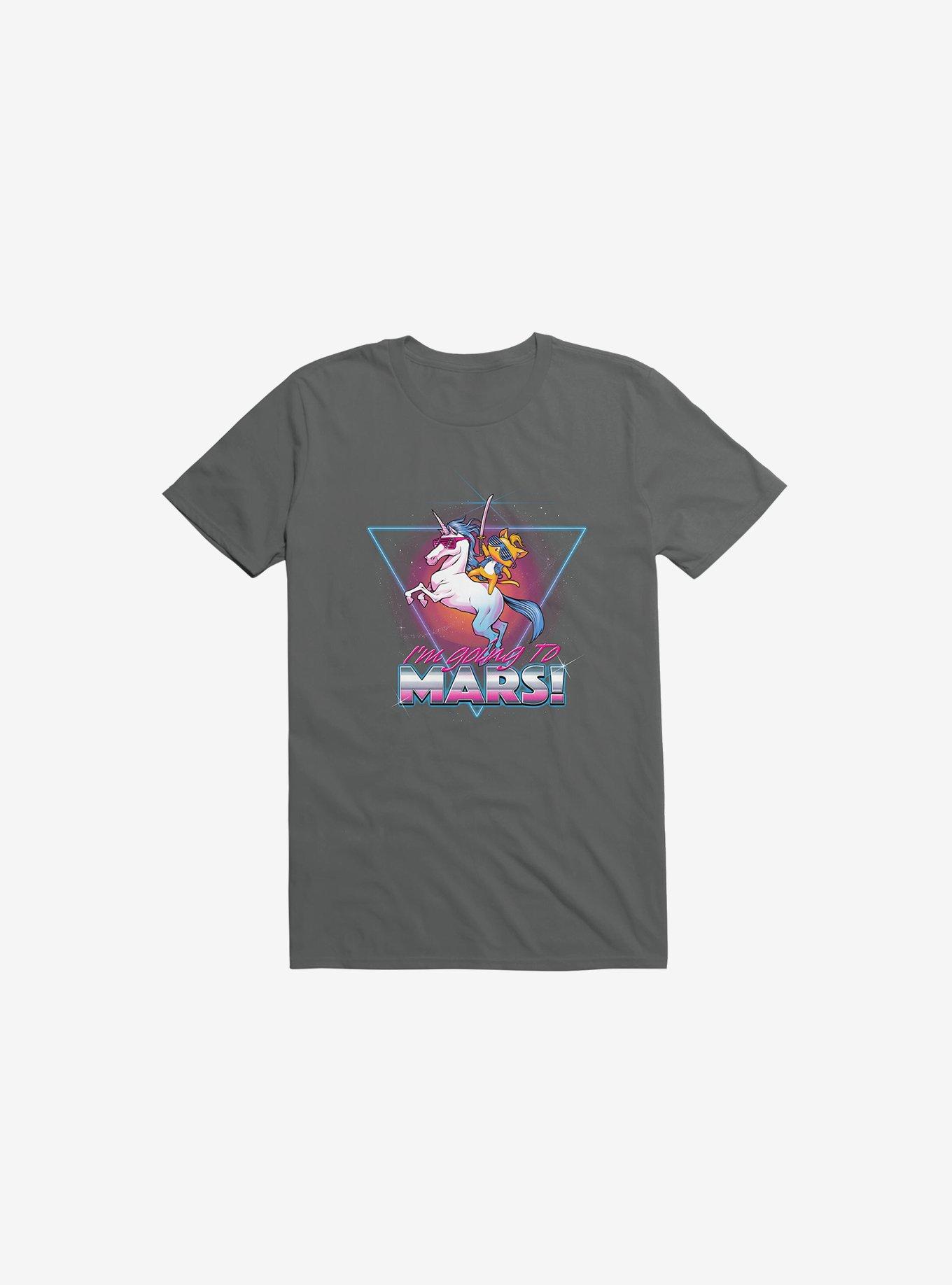 I'm Going To Mars! Cat Riding Unicorn Charcoal Grey T-Shirt, , hi-res