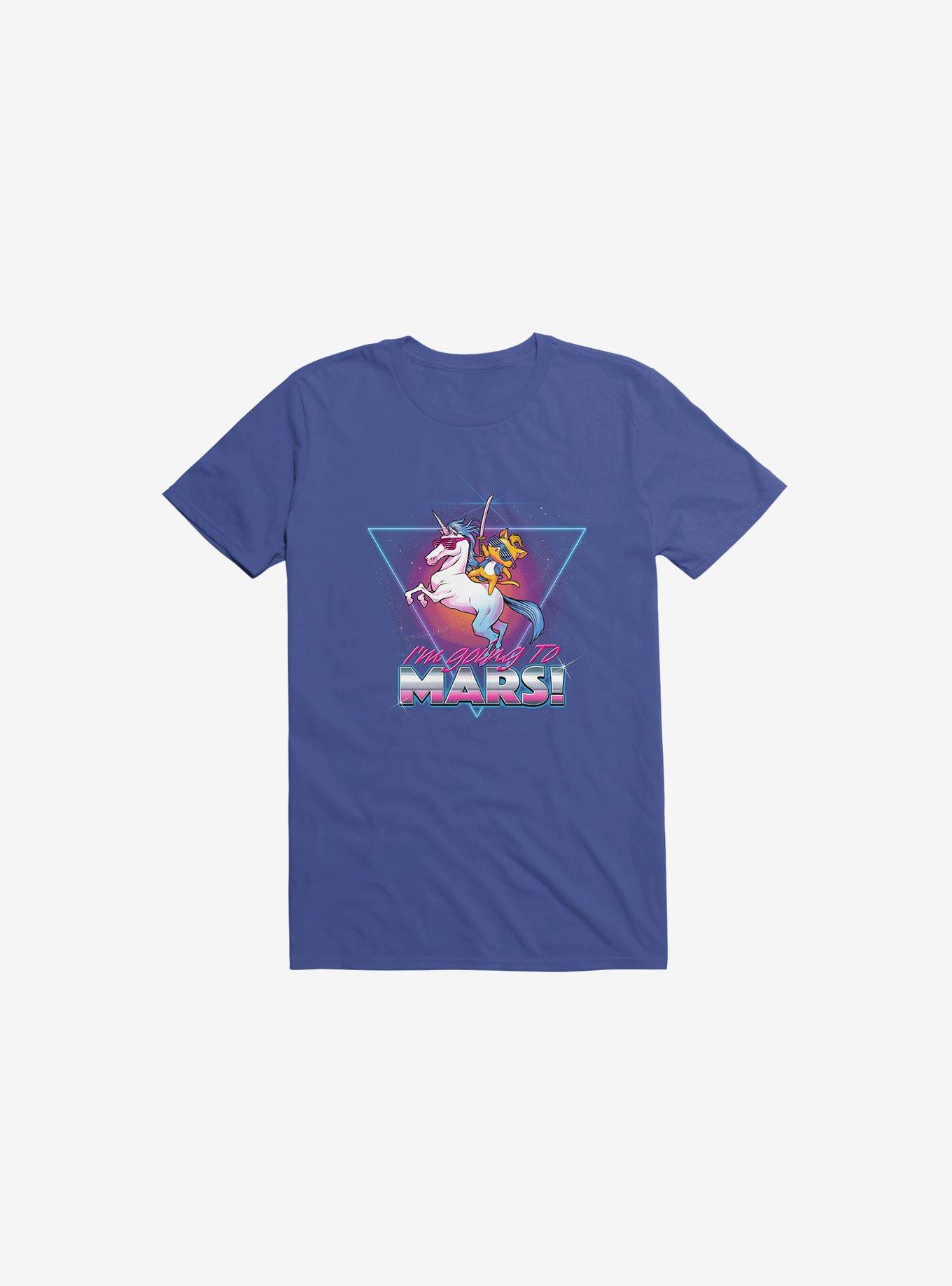 I'm Going To Mars! Cat Riding Unicorn Royal Blue T-Shirt, , hi-res