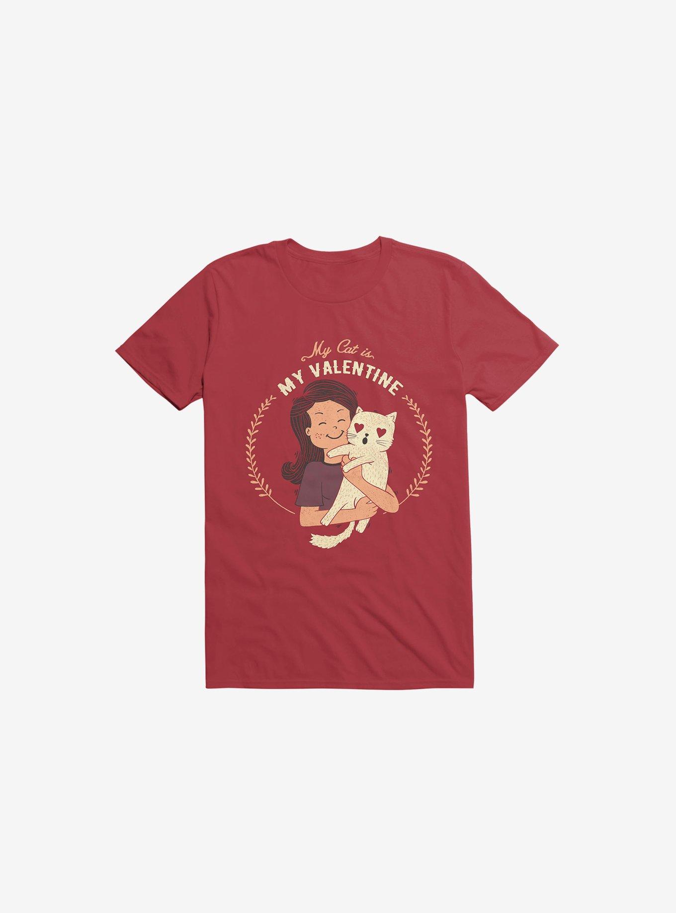 My Cat Is My Valentine Red T-Shirt, RED, hi-res