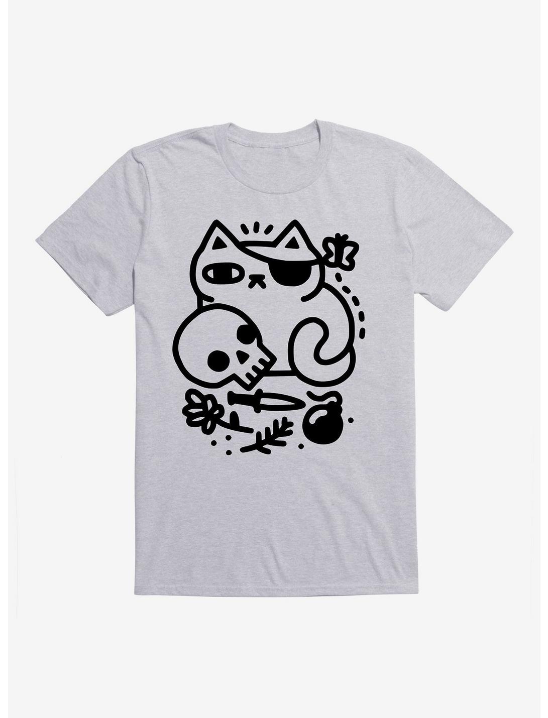Badass Cat T-Shirt, HEATHER GREY, hi-res