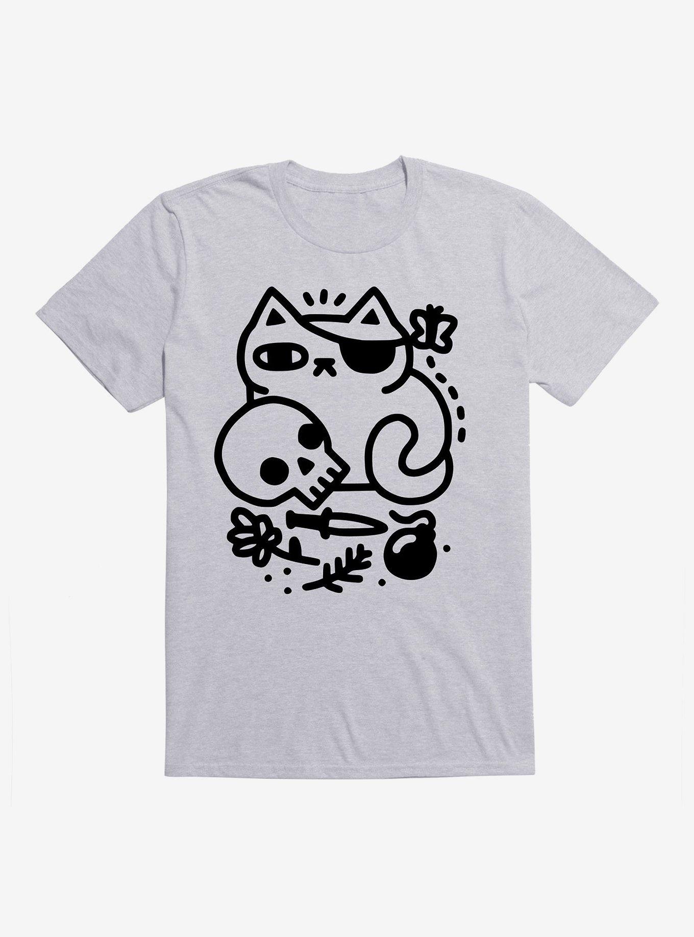 Badass Cat T-Shirt, HEATHER GREY, hi-res
