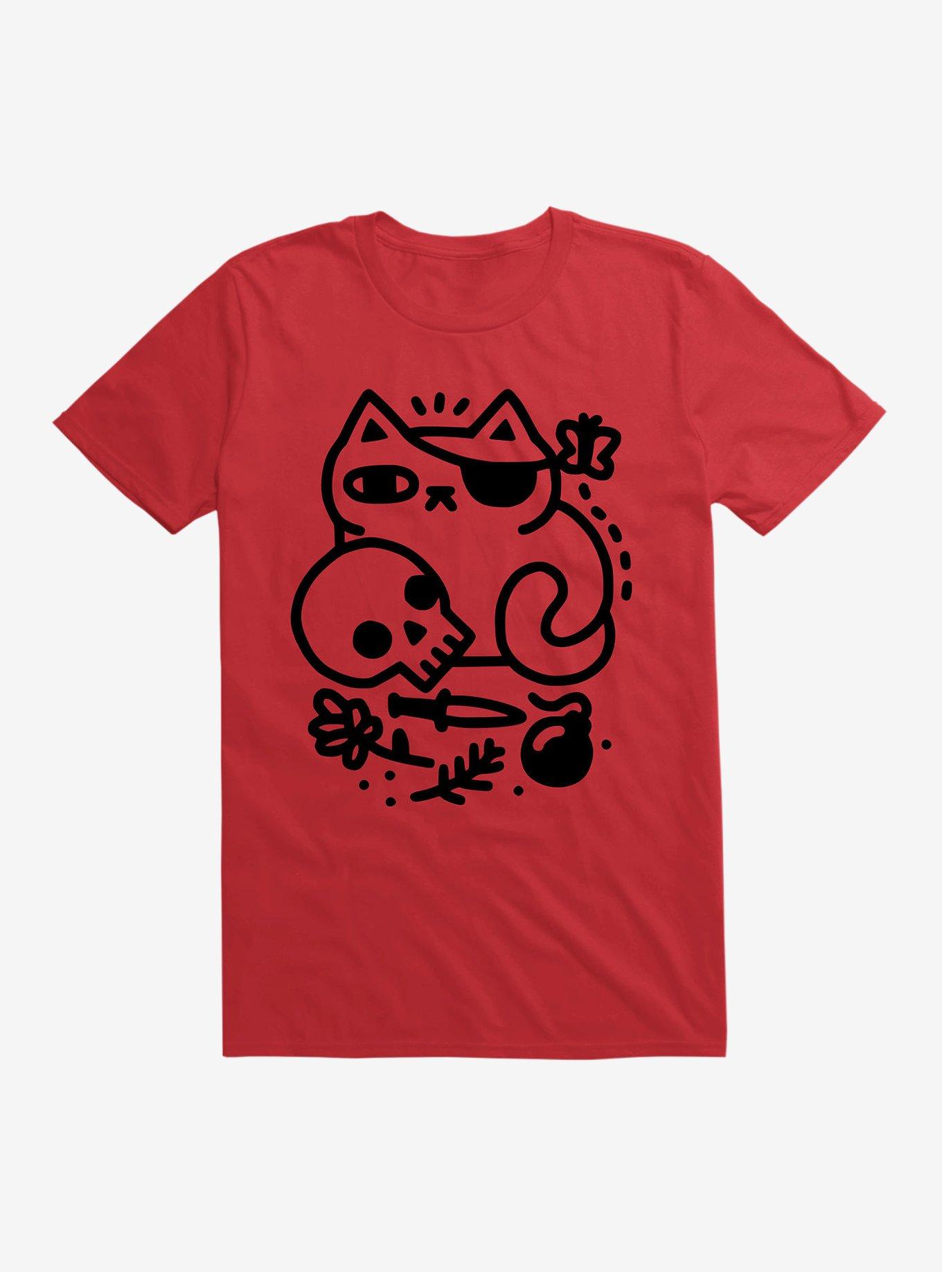 Badass Cat T-Shirt, RED, hi-res