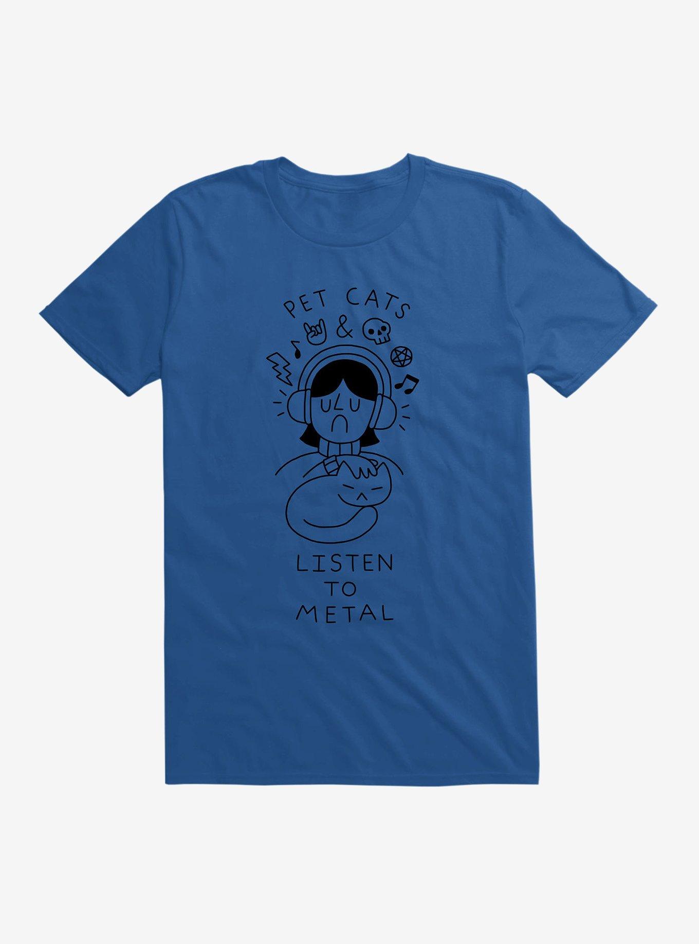 Pet Cats & Listen To Metal T-Shirt, ROYAL, hi-res