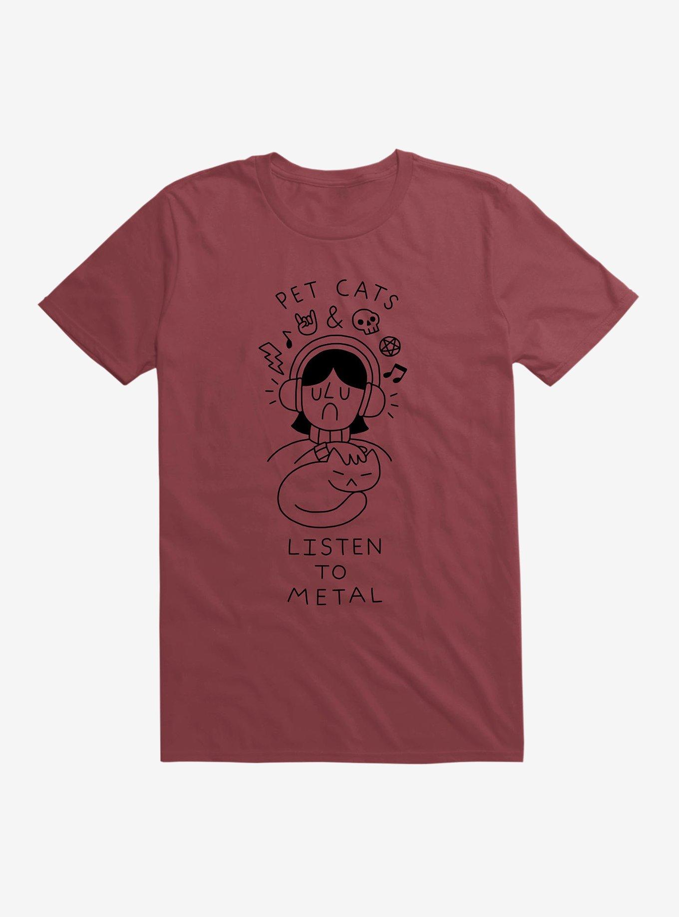Pet Cats & Listen To Metal T-Shirt, SCARLET, hi-res