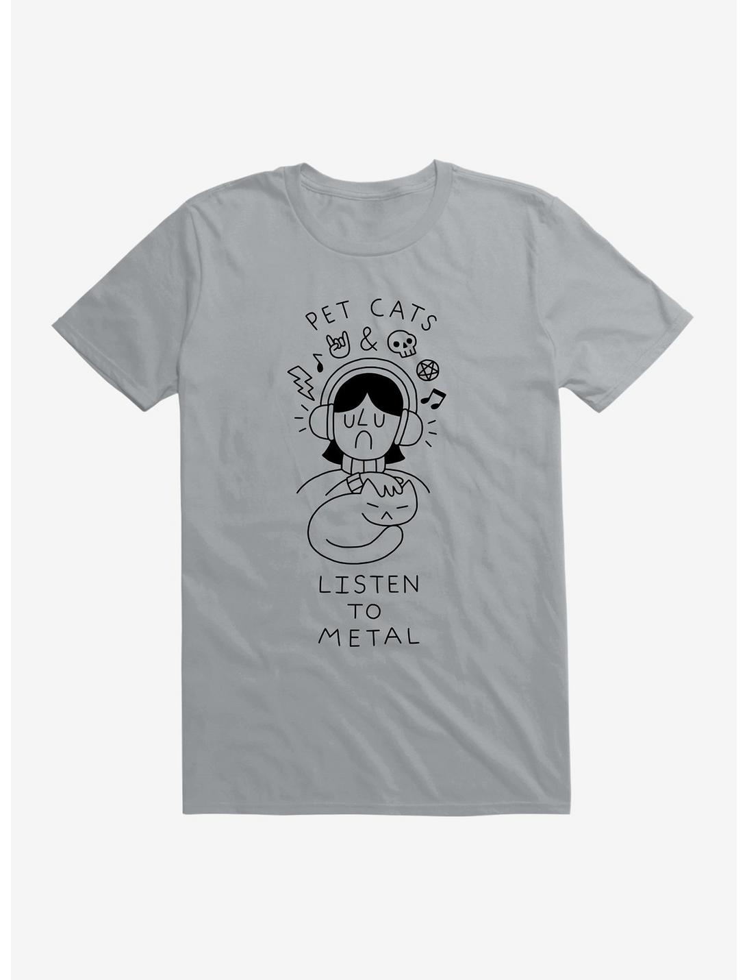 Pet Cats & Listen To Metal T-Shirt, SILVER, hi-res
