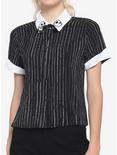 The Nightmare Before Christmas Jack Pinstripe Girls Woven Button-Up, MULTI, hi-res