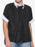 The Nightmare Before Christmas Jack Pinstripe Girls Woven Button-Up Plus Size, MULTI, hi-res