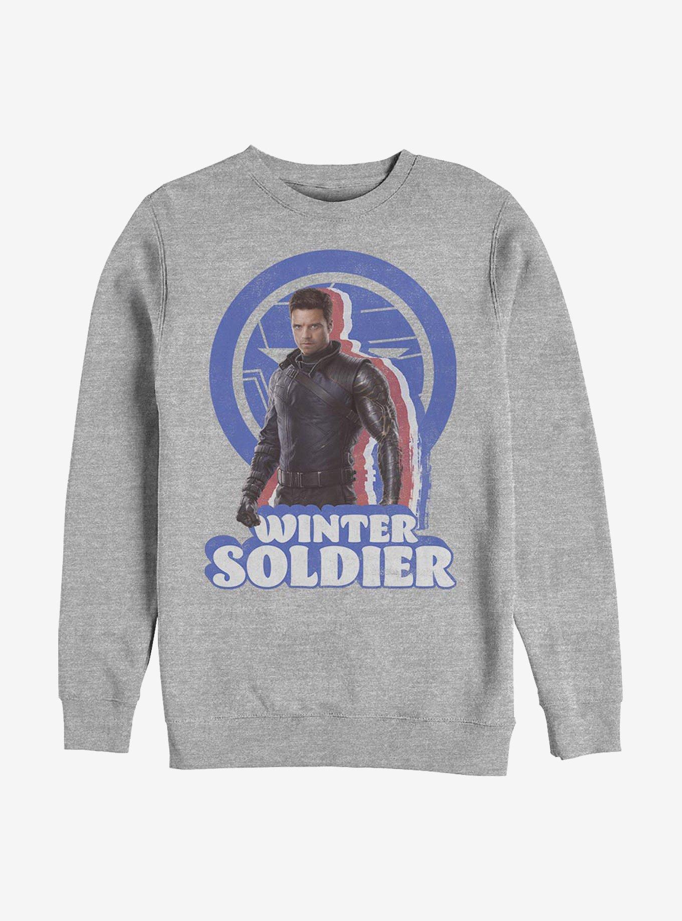 Marvel The Falcon And The Winter Soldier Distressed Bucky Sweatshirt, ATH HTR, hi-res