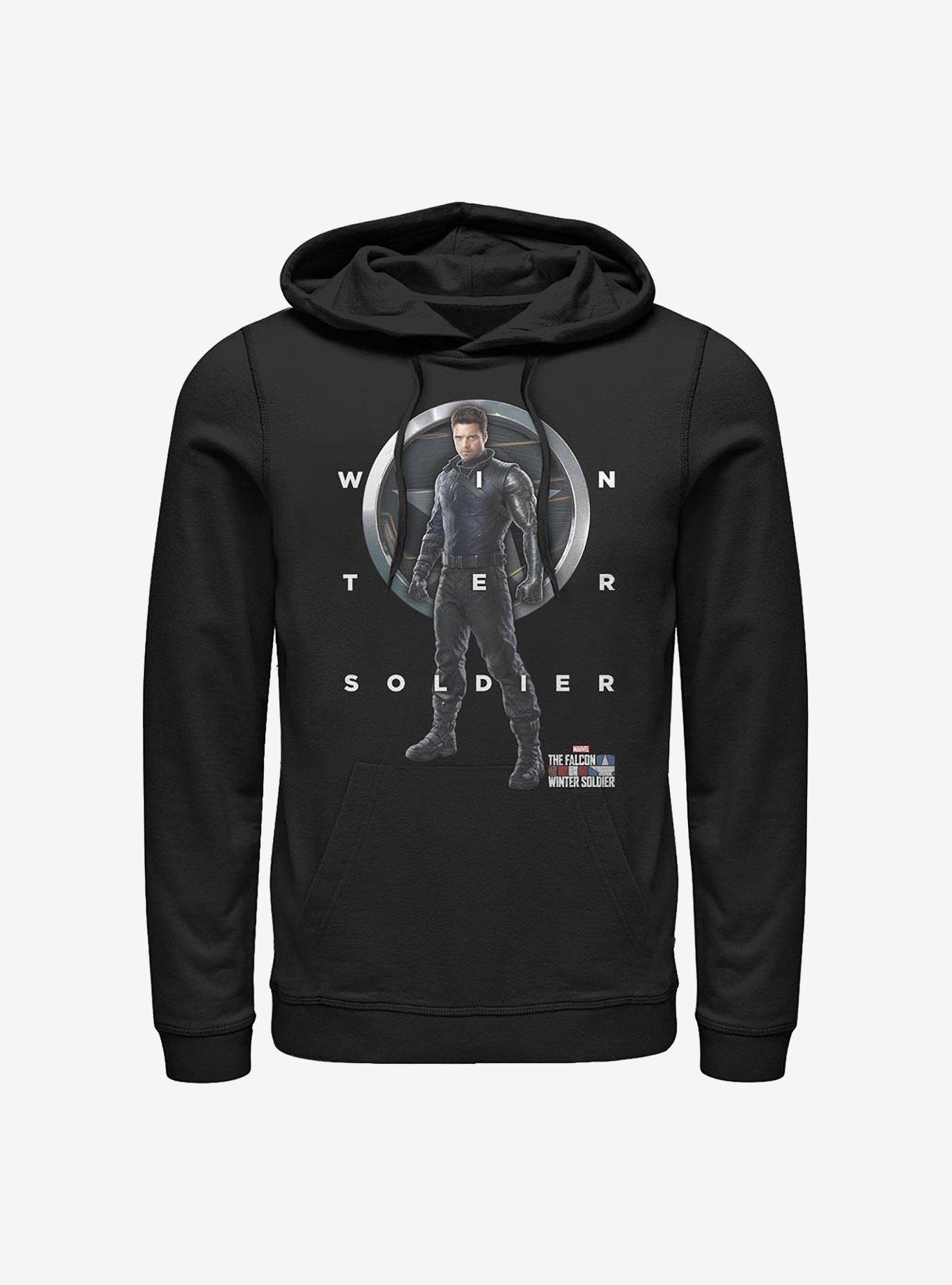 Marvel The Falcon And The Winter Soldier Grid Text Hoodie, BLACK, hi-res