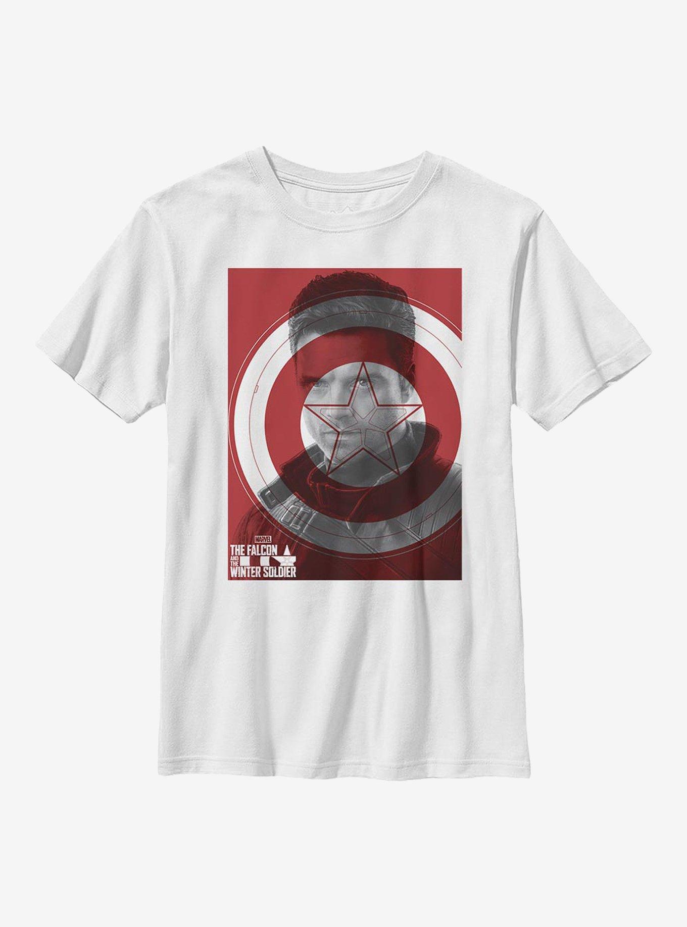 Marvel The Falcon And The Winter Soldier Winter Shield Youth T-Shirt, WHITE, hi-res