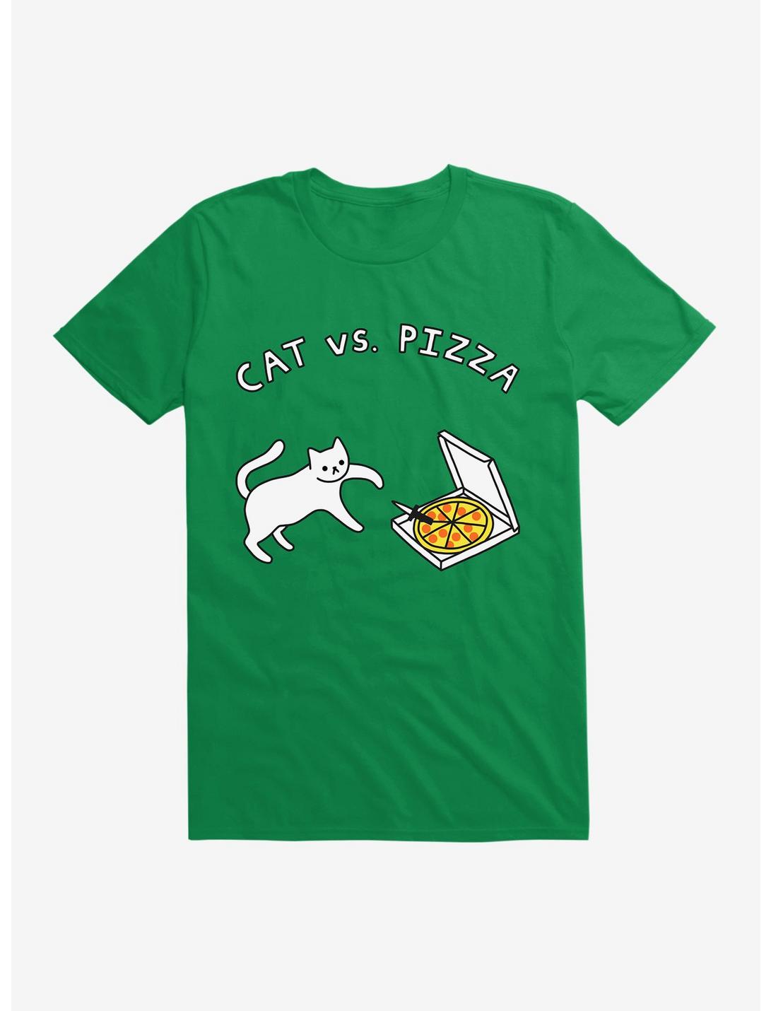 Cat Vs. Pizza T-Shirt, KELLY GREEN, hi-res