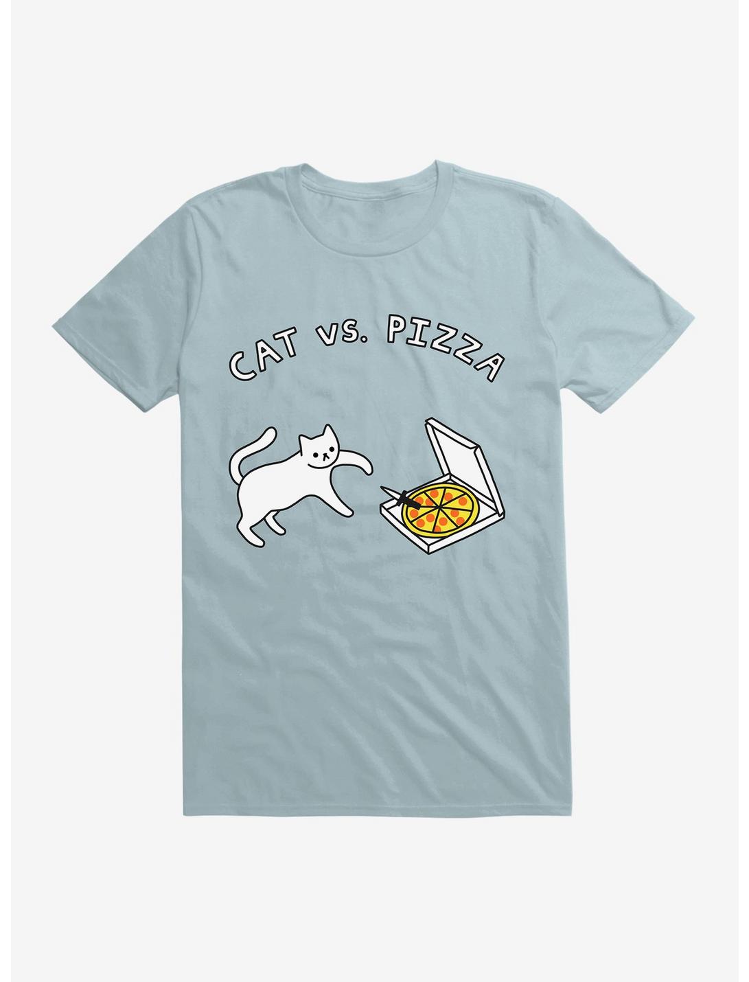 Cat Vs. Pizza T-Shirt, LIGHT BLUE, hi-res