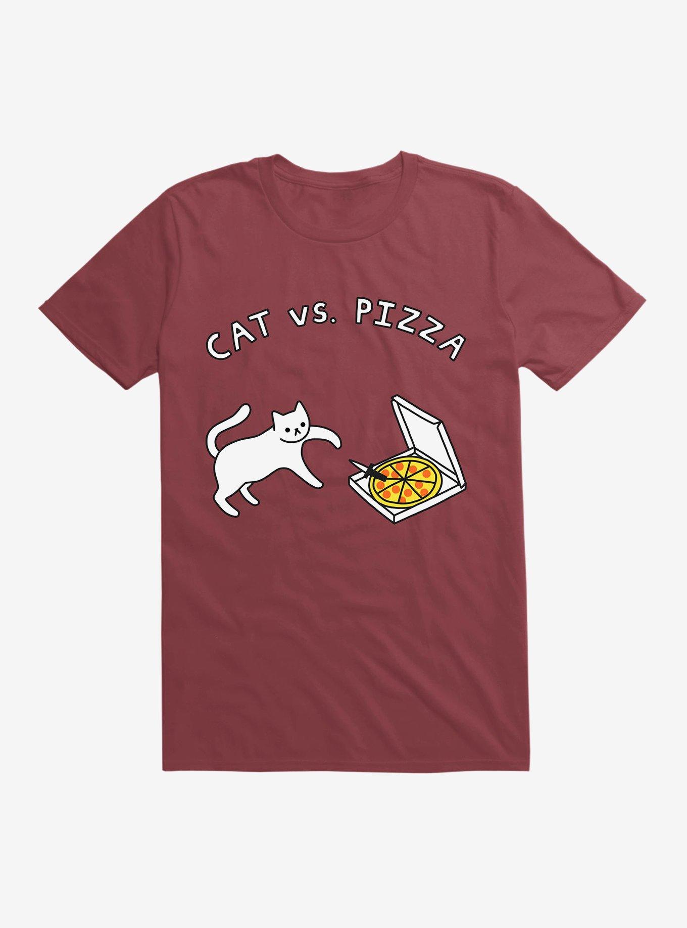 Cat Vs. Pizza T-Shirt, SCARLET, hi-res