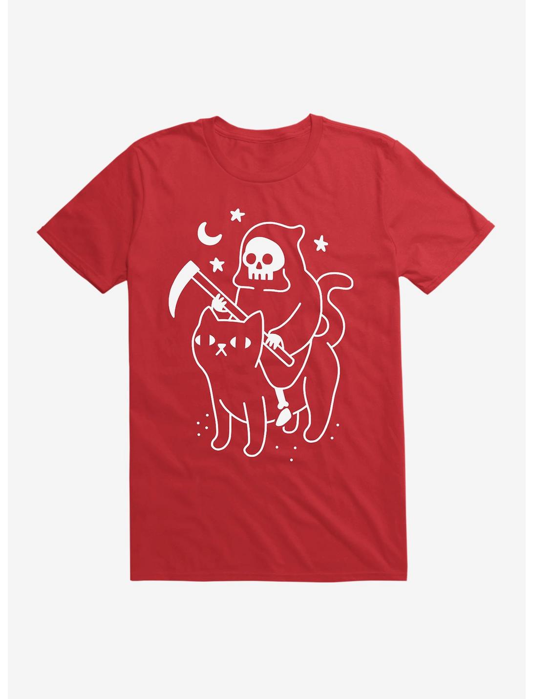 Death Rides A Black Cat T-Shirt, RED, hi-res