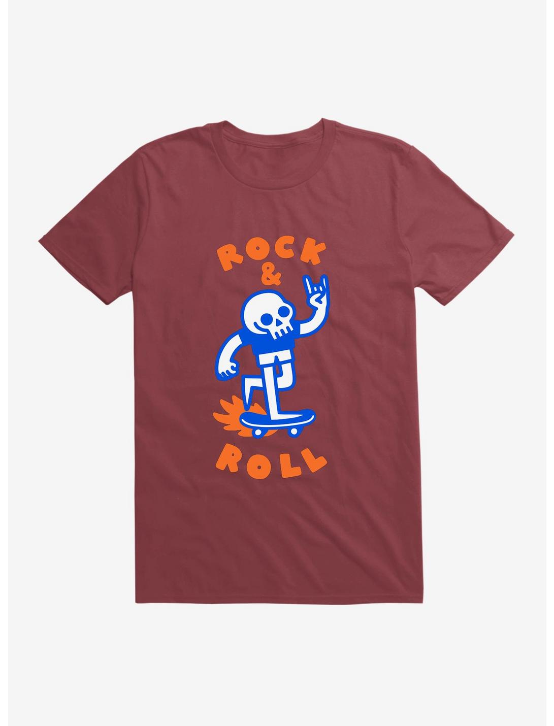 Rock & Roll Skull T-Shirt, SCARLET, hi-res