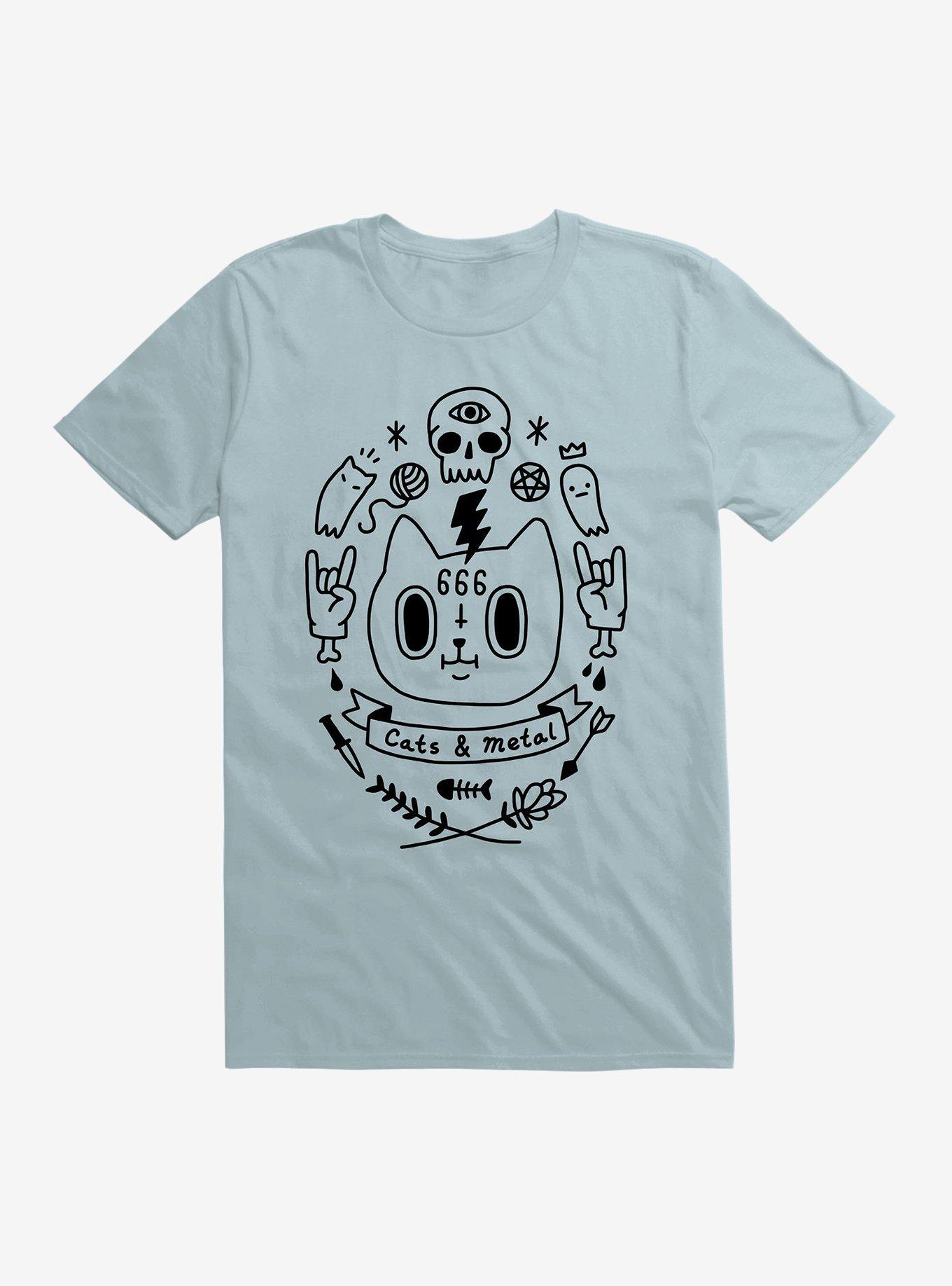 Cats & Metal T-Shirt, LIGHT BLUE, hi-res