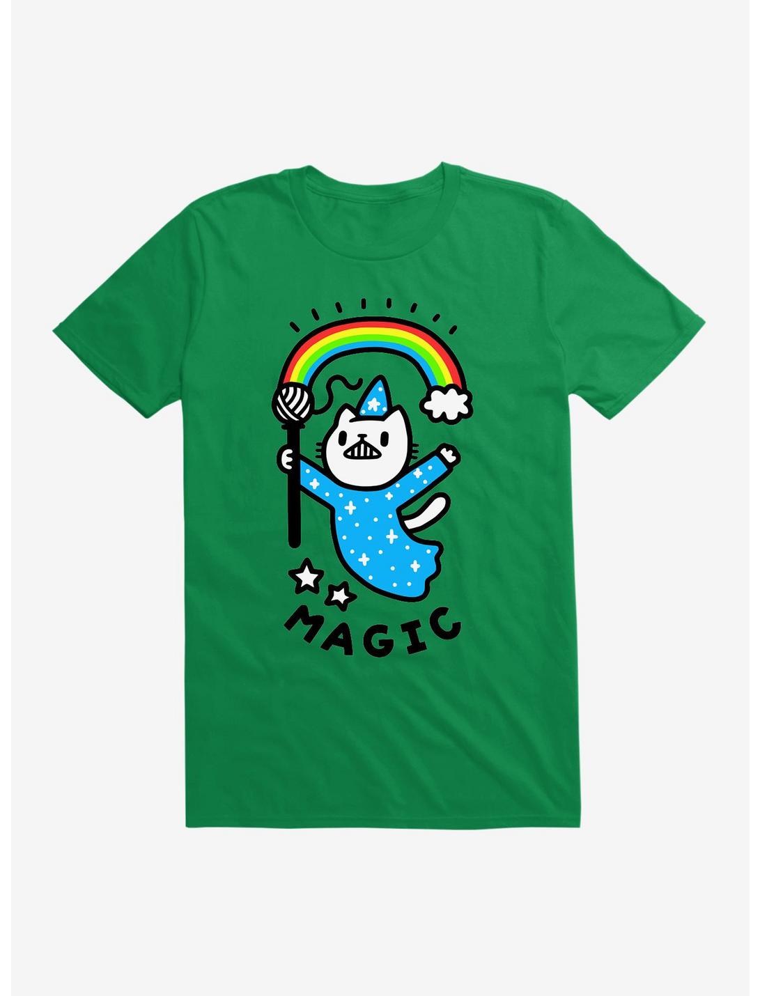 Magical Wizard Cat T-Shirt, KELLY GREEN, hi-res