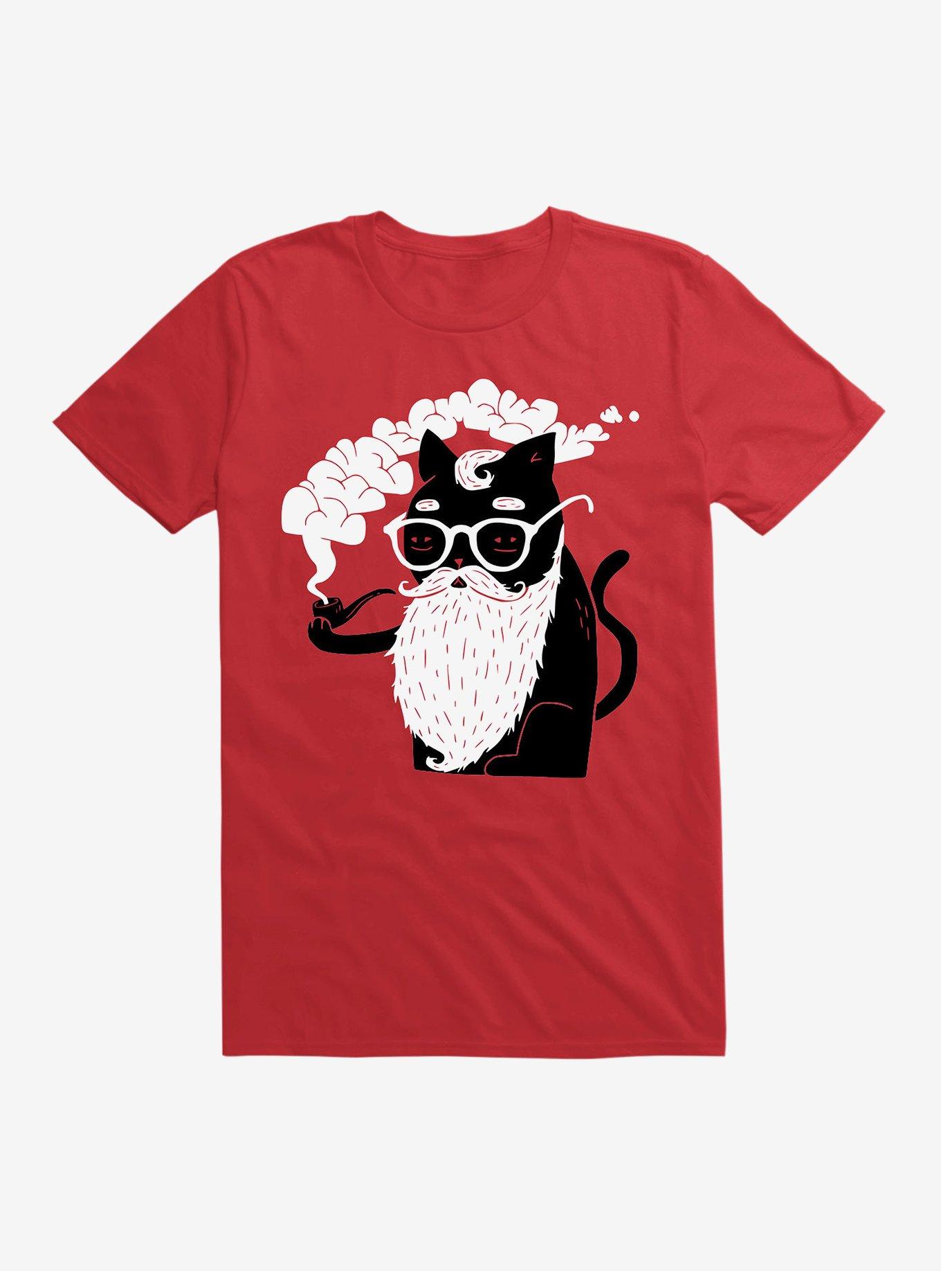 Whiskers And Pipe T-Shirt, RED, hi-res